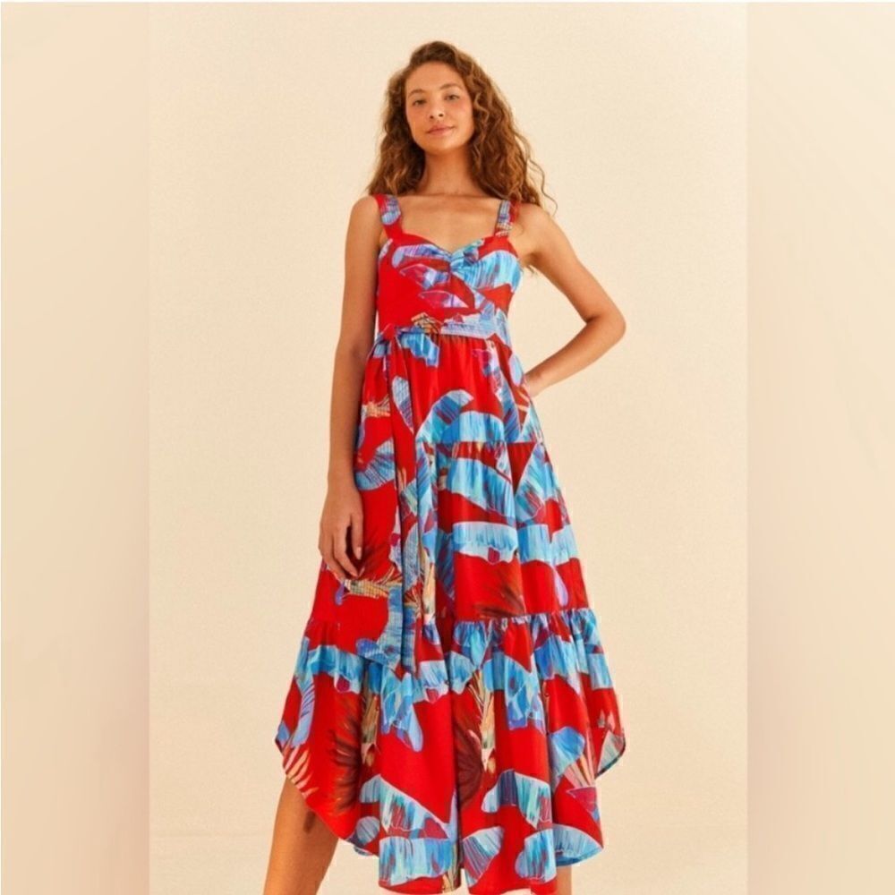 FARM RIO Red Sweet Jungle Midi Dress NWT $240 - Picture 6 of 9